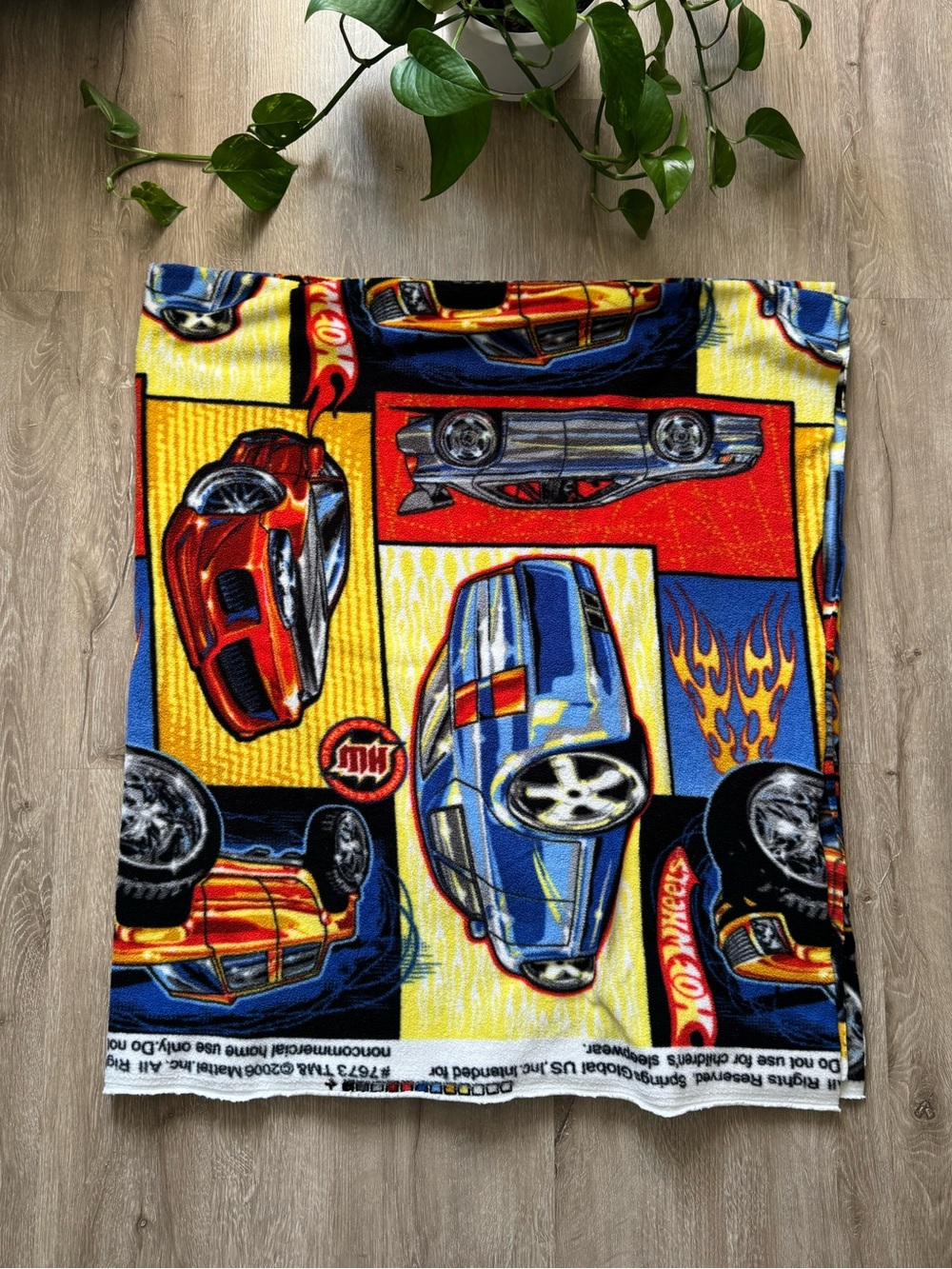 Vintage 2006 Hot wheel blanket Die Cast Color Block Flame designs